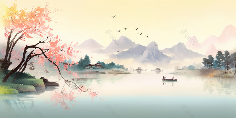 杭州西湖十景双峰插云,插画/手绘图,插画/手绘图库,插画/手绘图下载,插画/手绘